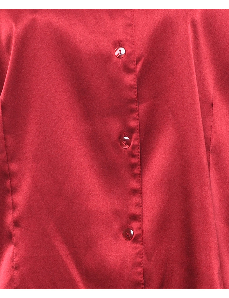 Maroon Silky Revere Front Evening Blouse - XL