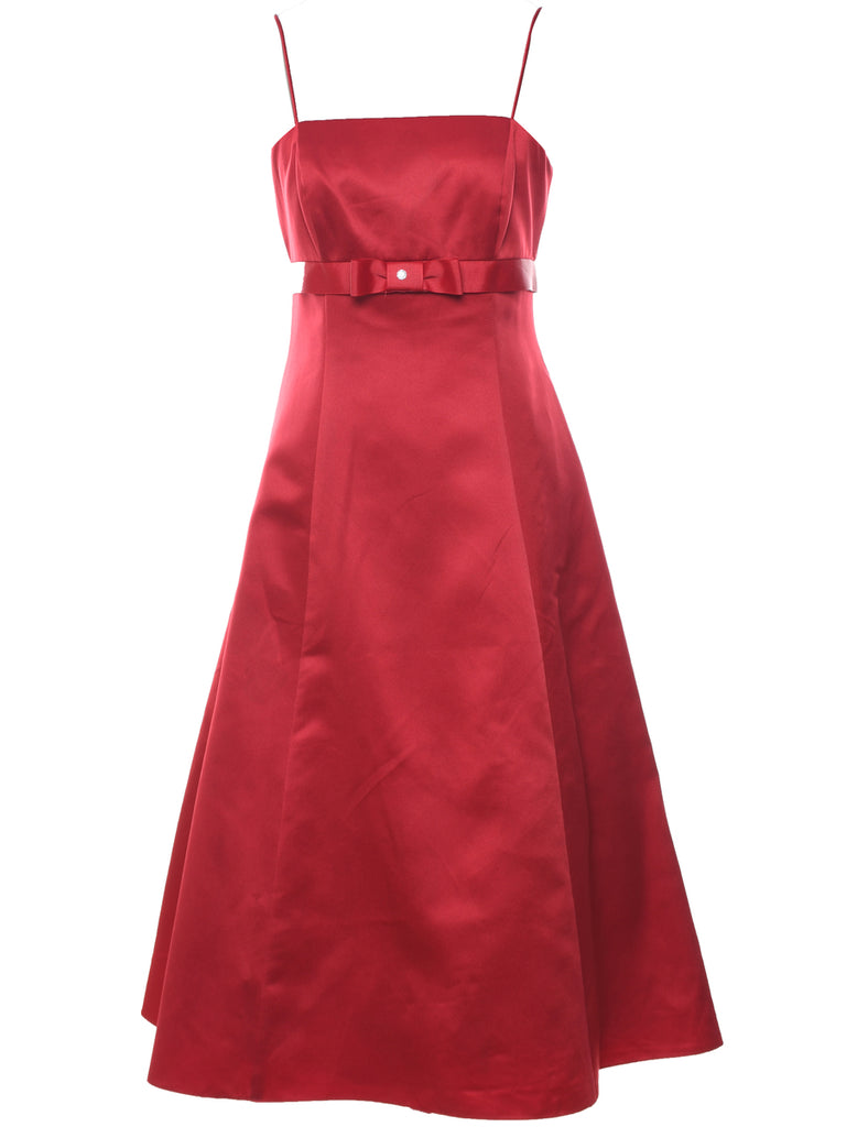 Maroon Strappy Metallic Evening Dress - M