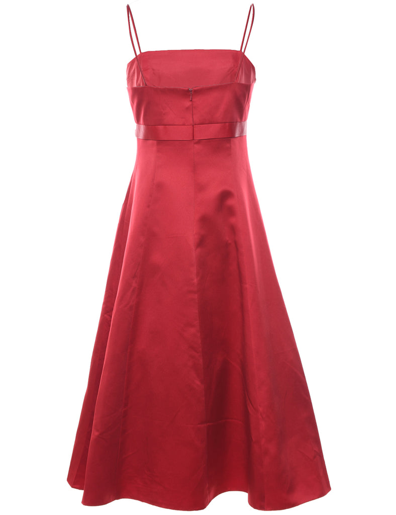 Maroon Strappy Metallic Evening Dress - M
