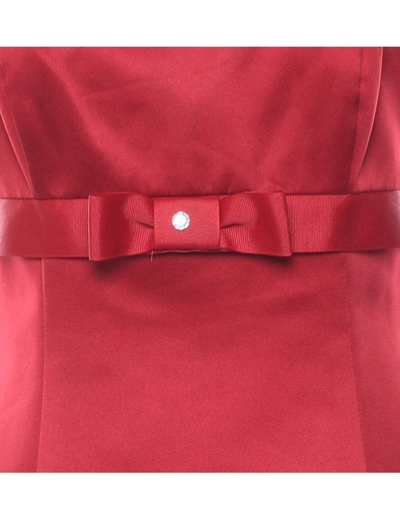 Maroon Strappy Metallic Evening Dress - M