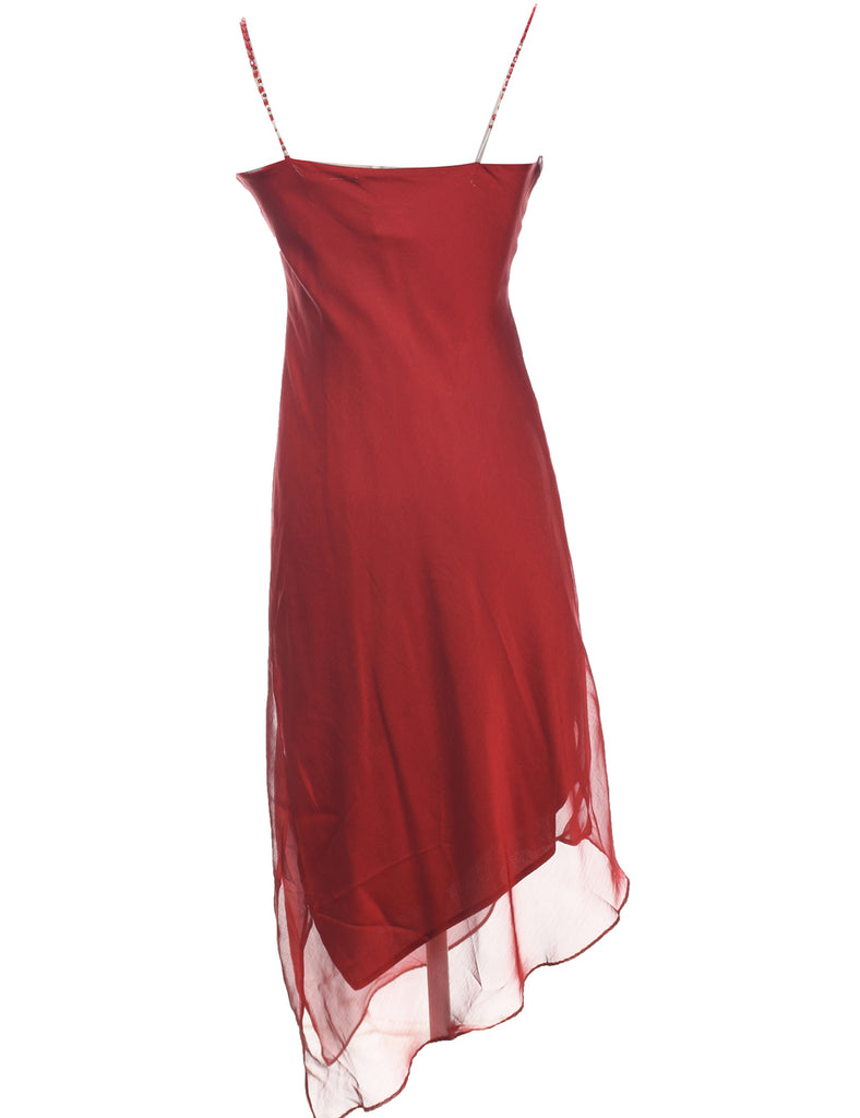 Maroon Y2K Handkerchief Hem Evening Dress - S