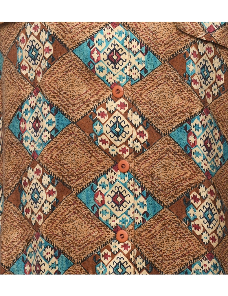 Medallion Print Silk Blouse - XL