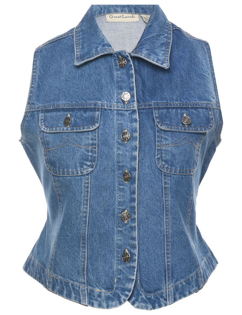 Medium Wash Denim Jacket Vest - L
