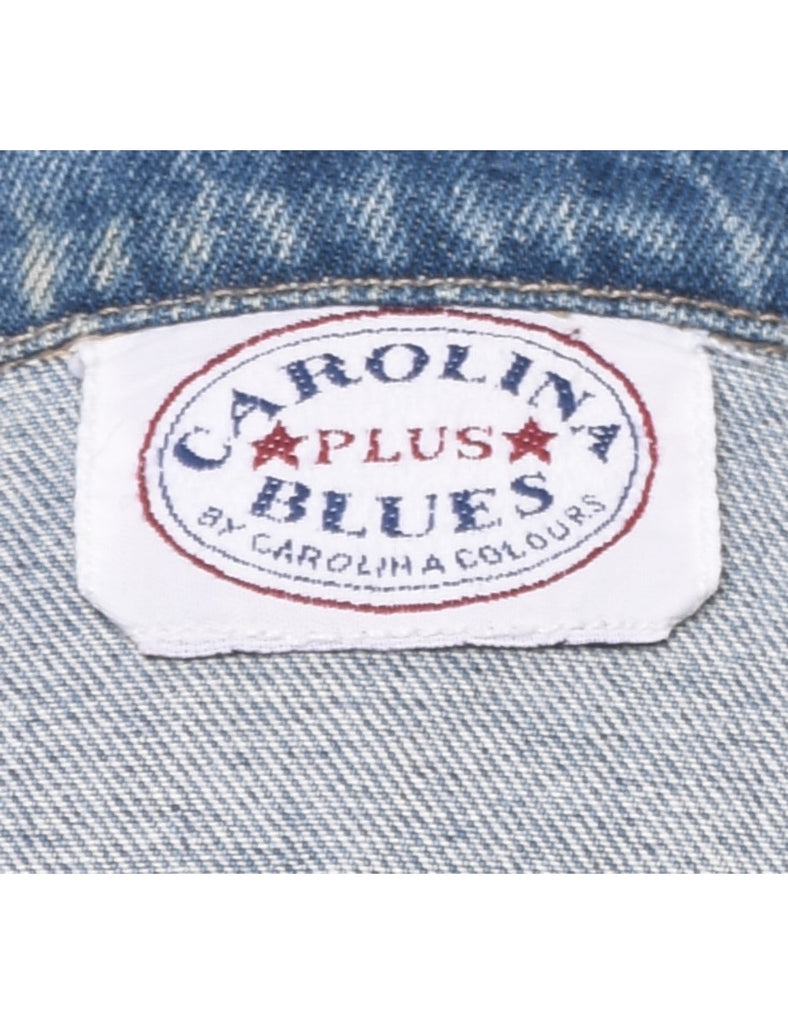 Medium Wash Fringed Denim Jacket - XL
