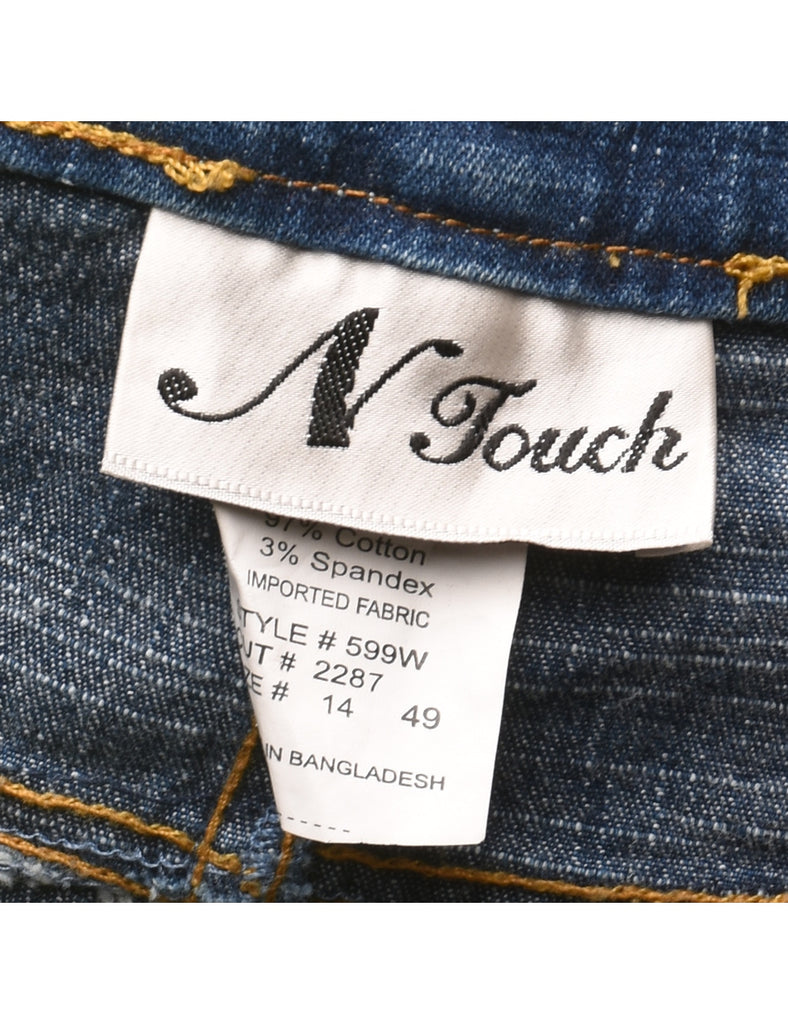 Medium Wash Paisley Y2K Embroidered Jeans - W36 L30
