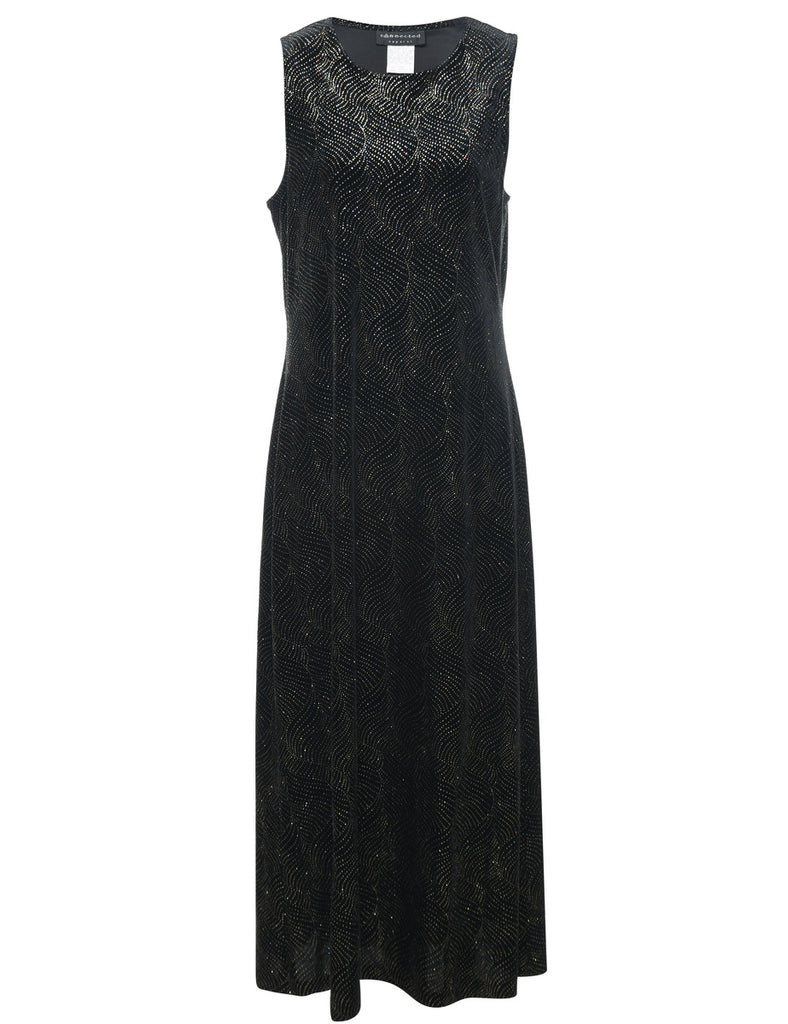 Metallic Black Sparkly Evening Dress - L