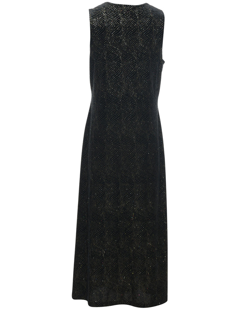 Metallic Black Sparkly Evening Dress - L
