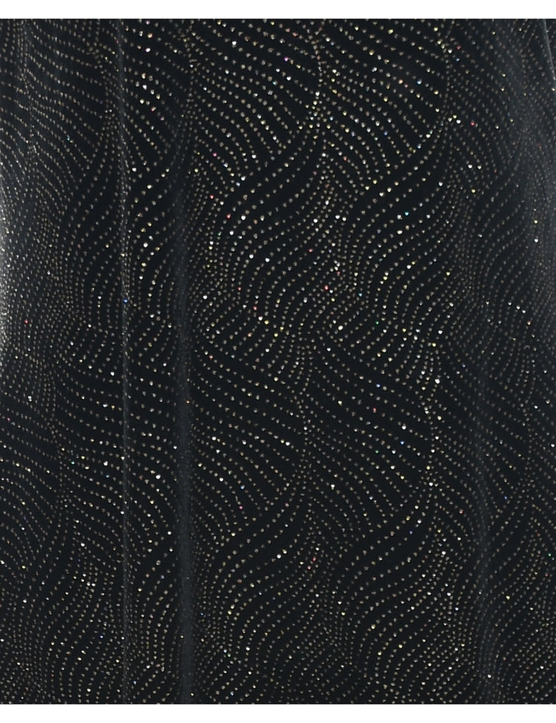 Metallic Black Sparkly Evening Dress - L