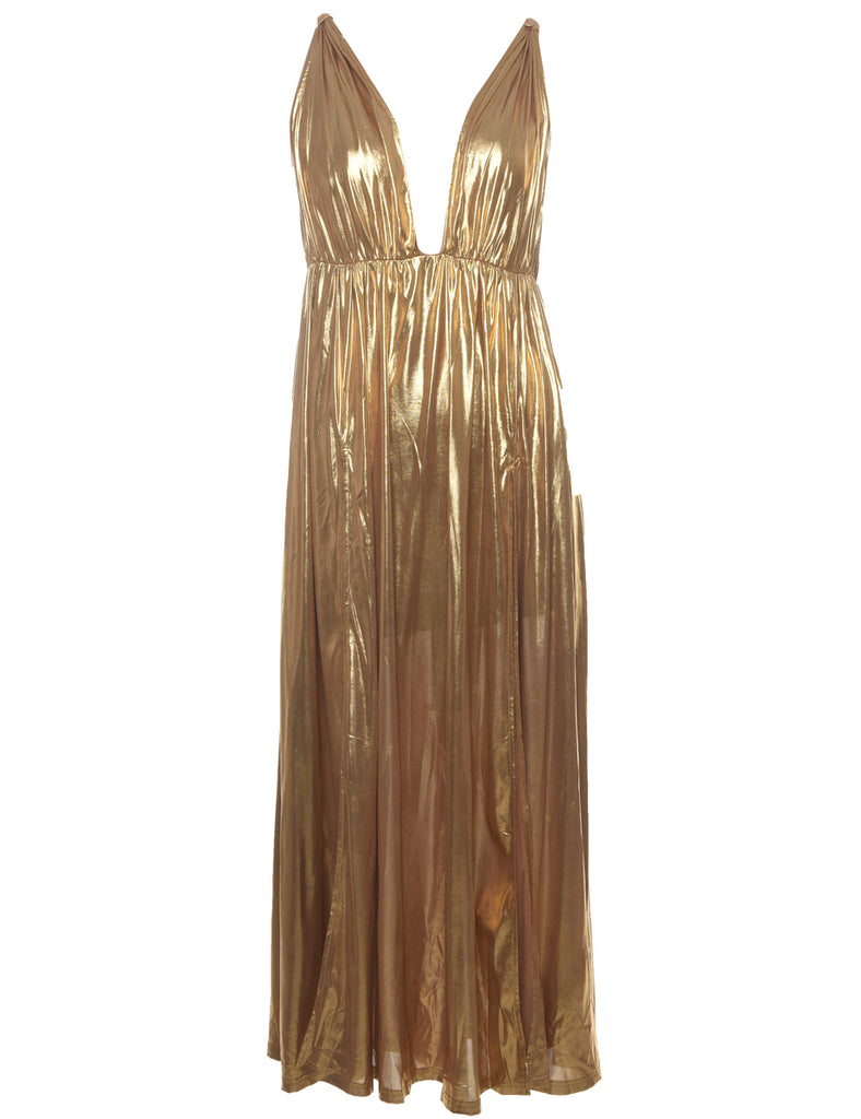 Metallic Gold Evening Dress - M