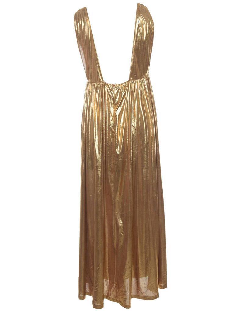 Metallic Gold Evening Dress - M