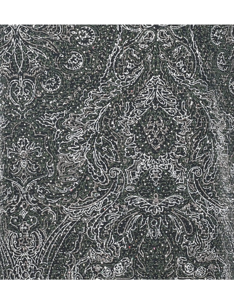 Metallic Paisley Print Evening Top - M