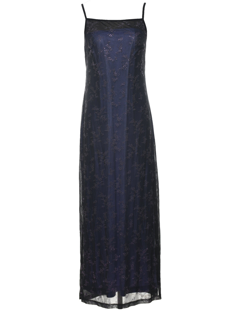 Metallic Pattern Evening Dress - M