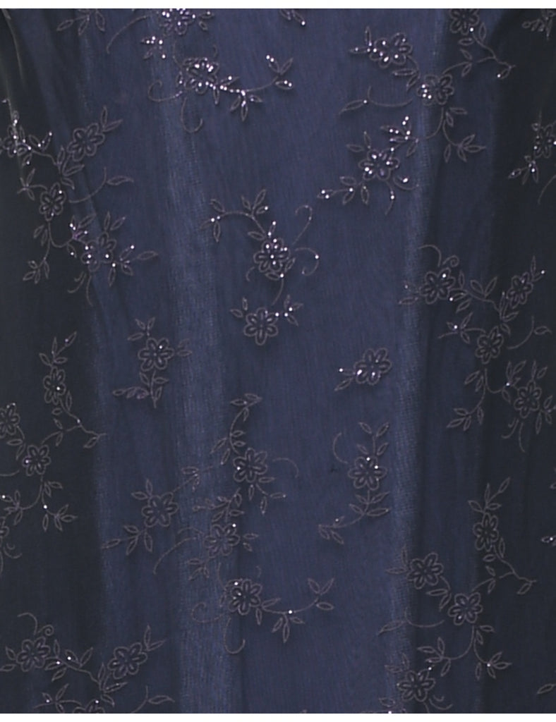Metallic Pattern Evening Dress - M