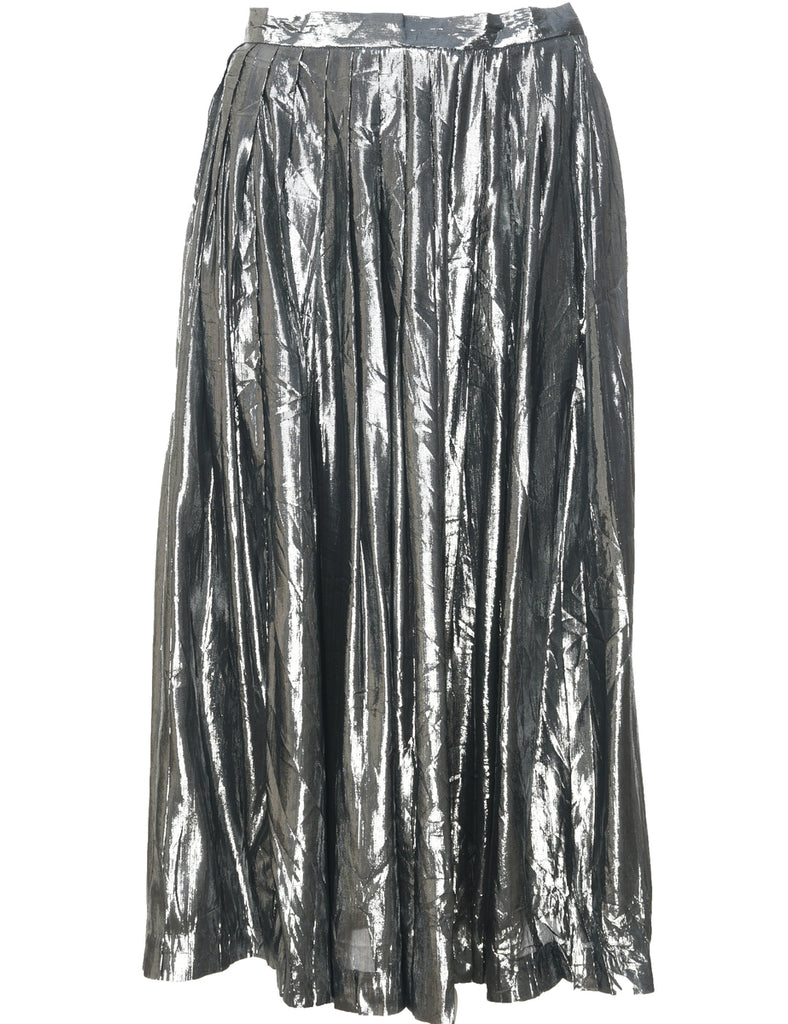 Metallic Pleated Skirt - M