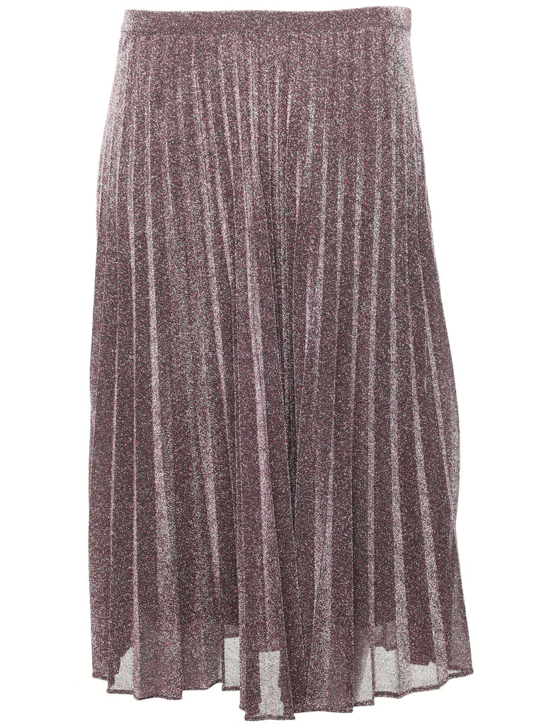 Metallic Plum Glittery Midi Skirt - S