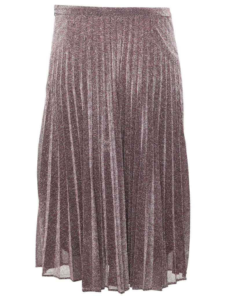 Metallic Plum Glittery Midi Skirt - S