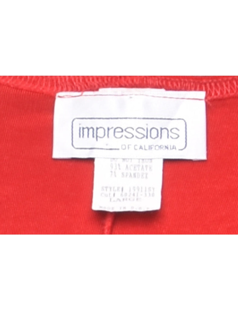 Midi Length Red Dress - M