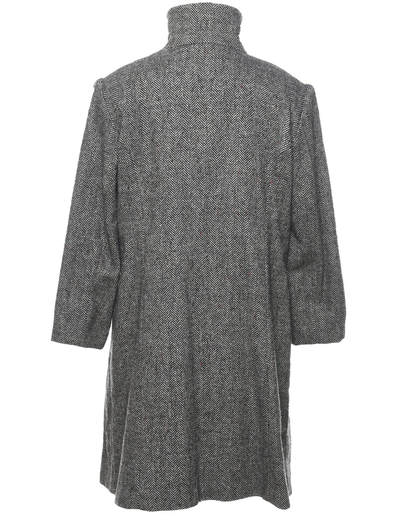 Miller Herringbone Tweed Wool Coat - L