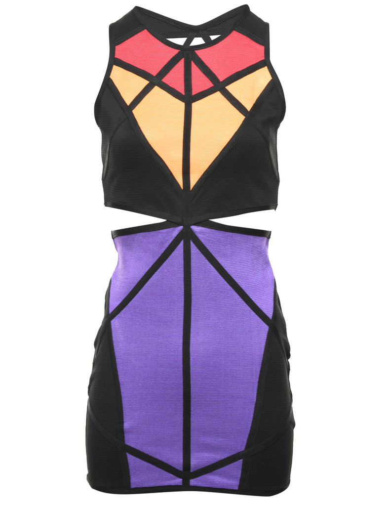 Mini Multi-Colour Bodycon Dress - S