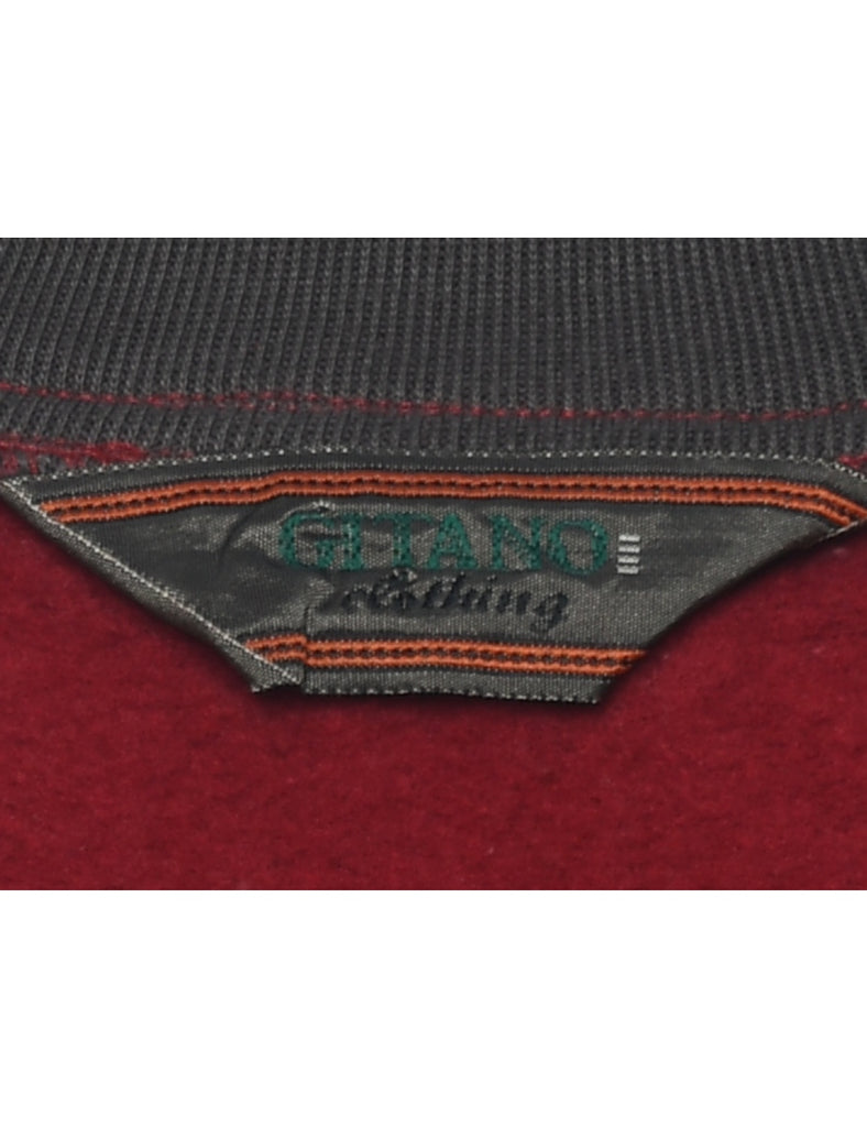 Multi-Colour Contrast Panel Embroidered Sweatshirt - L