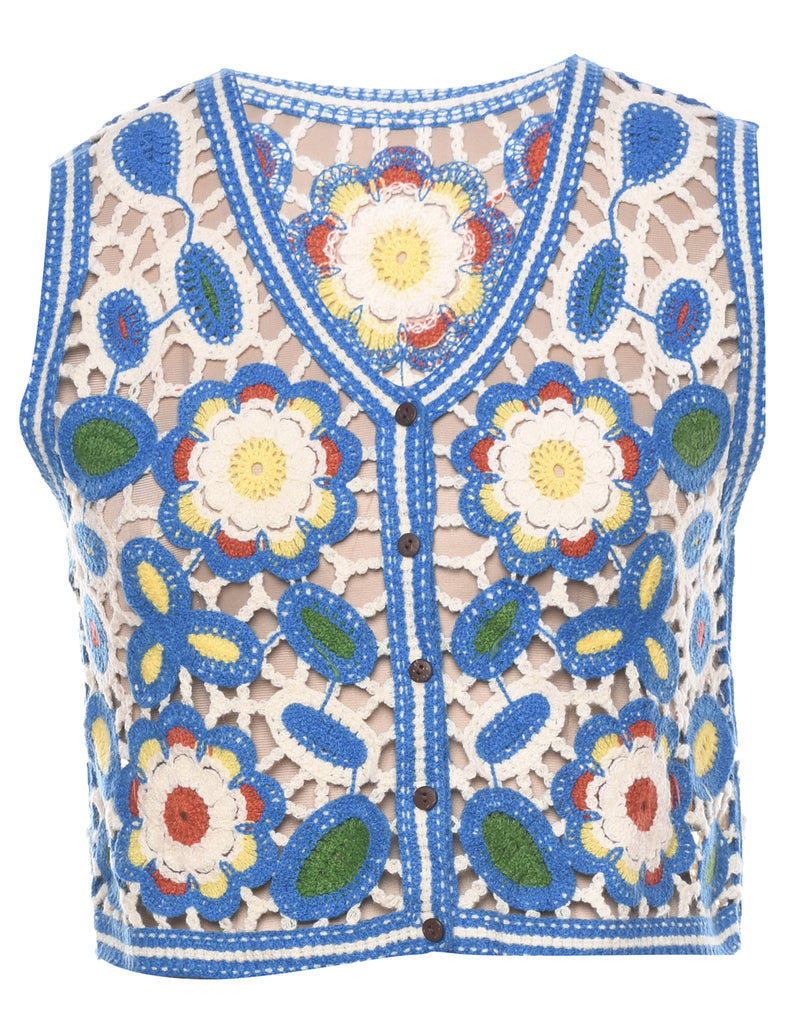 Multi-colour Crochet Vest - M
