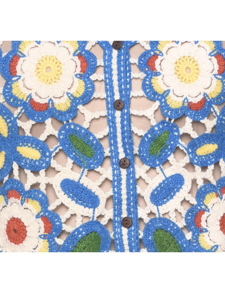 Multi-colour Crochet Vest - M