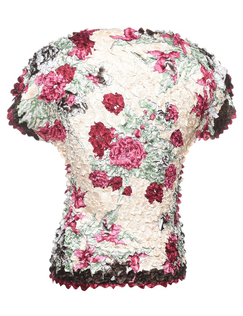 Multi-Colour Floral Print Y2K Popcorn Top - S