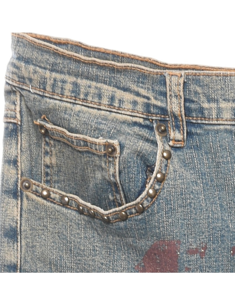 Multi-Colour Printed Flared Jeans - W30 L32