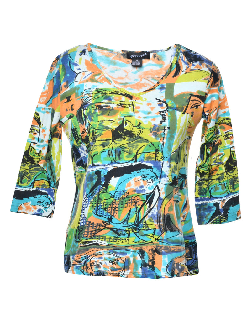 Multi-colour Printed Y2K T-shirt - S
