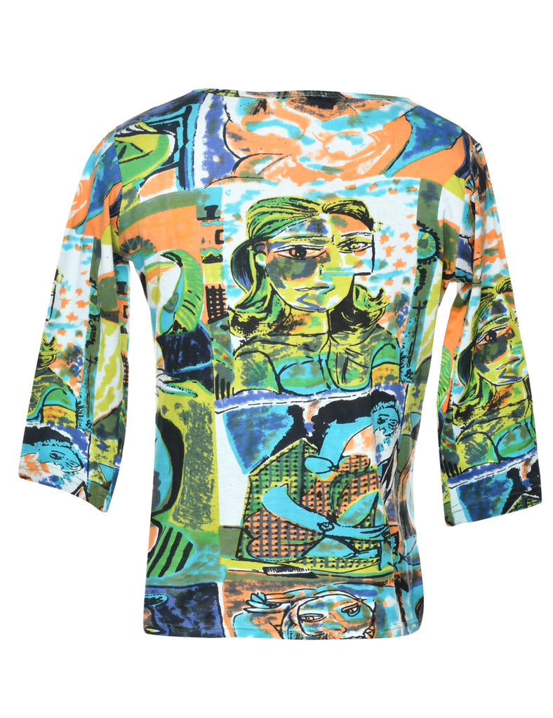 Multi-colour Printed Y2K T-shirt - S