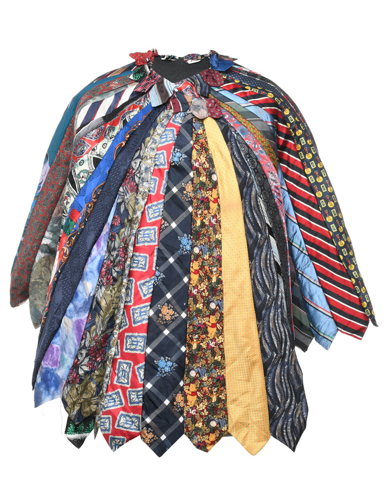 Multi-Colour Re-Work Tie Cape - M