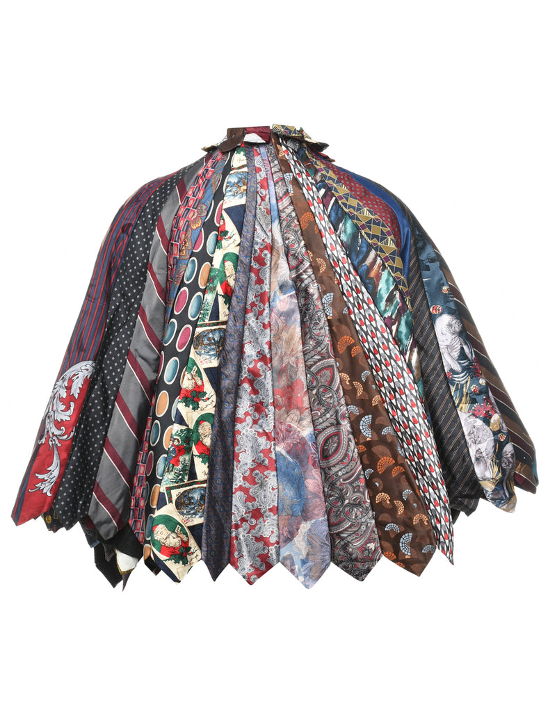 Multi-Colour Re-Work Tie Cape - M