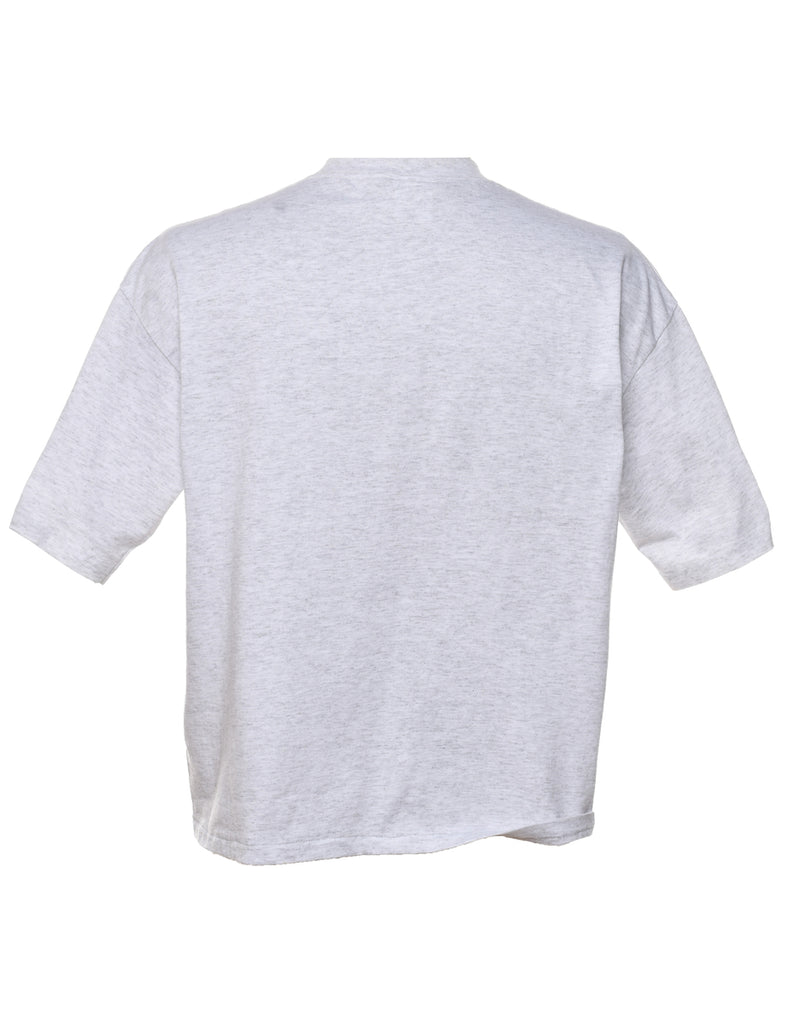 Myrtle Beach Cropped Light Grey Printed T-shirt - XL