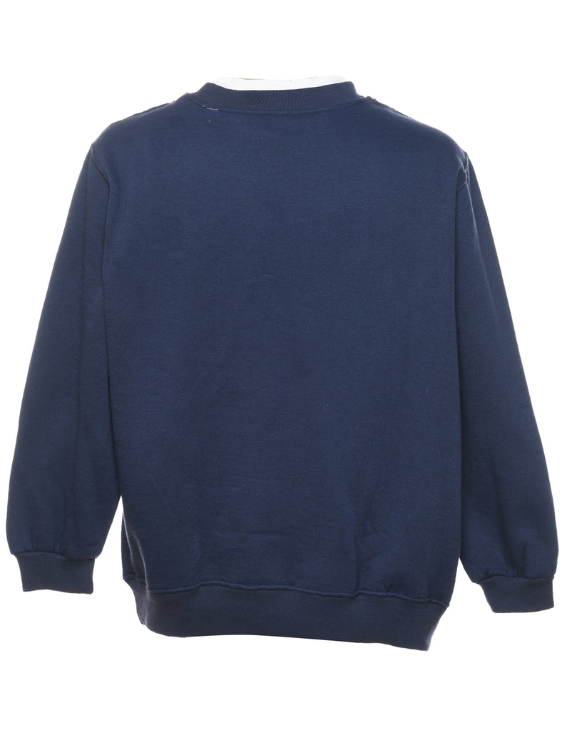 Navy Cat Design 1990s Sweatshirt - XXL