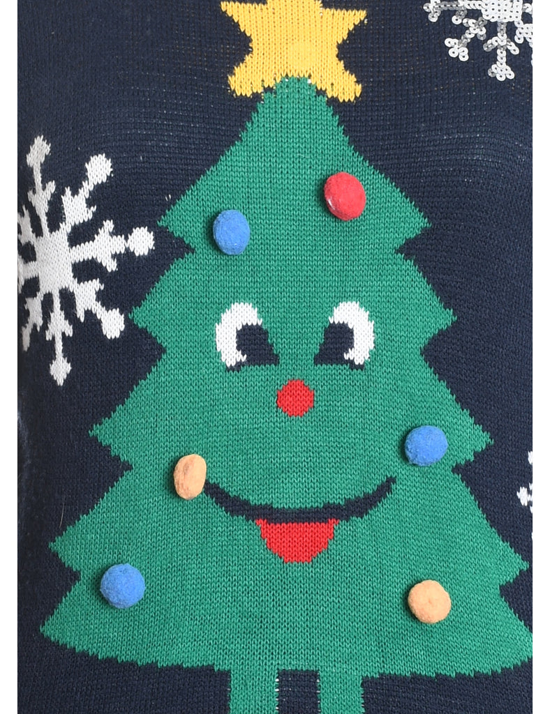 Navy Christmas Jumper - M