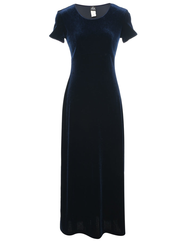 Navy Classic Velvet Evening Dress - S