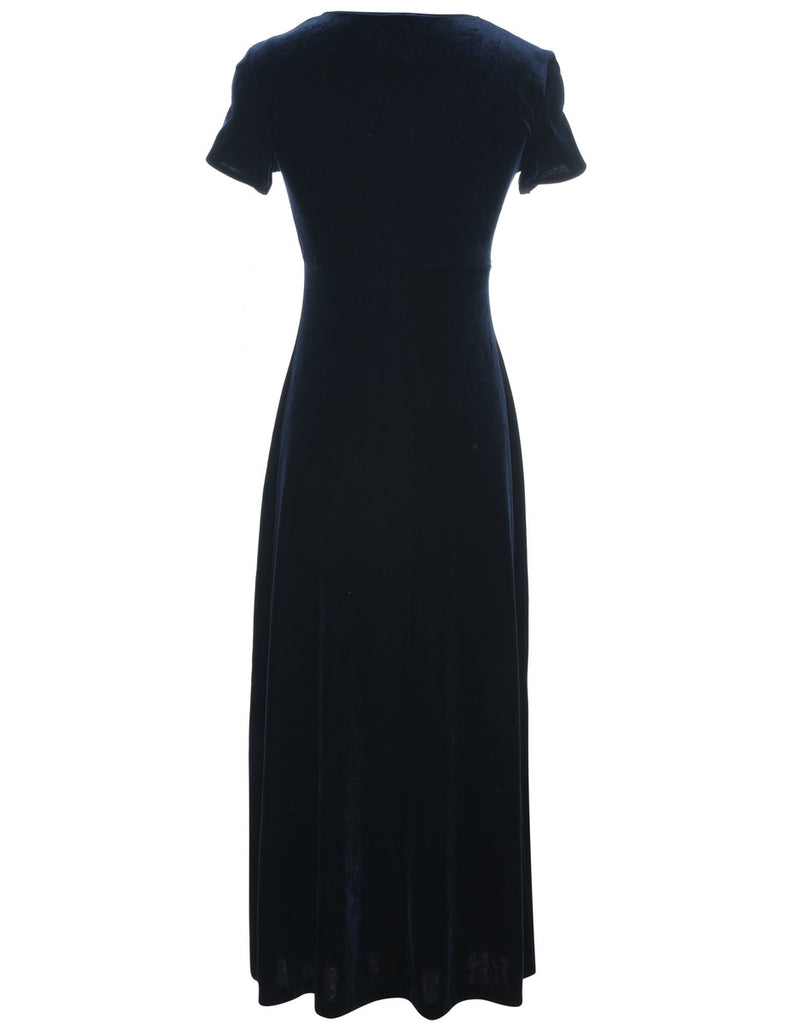 Navy Classic Velvet Evening Dress - S