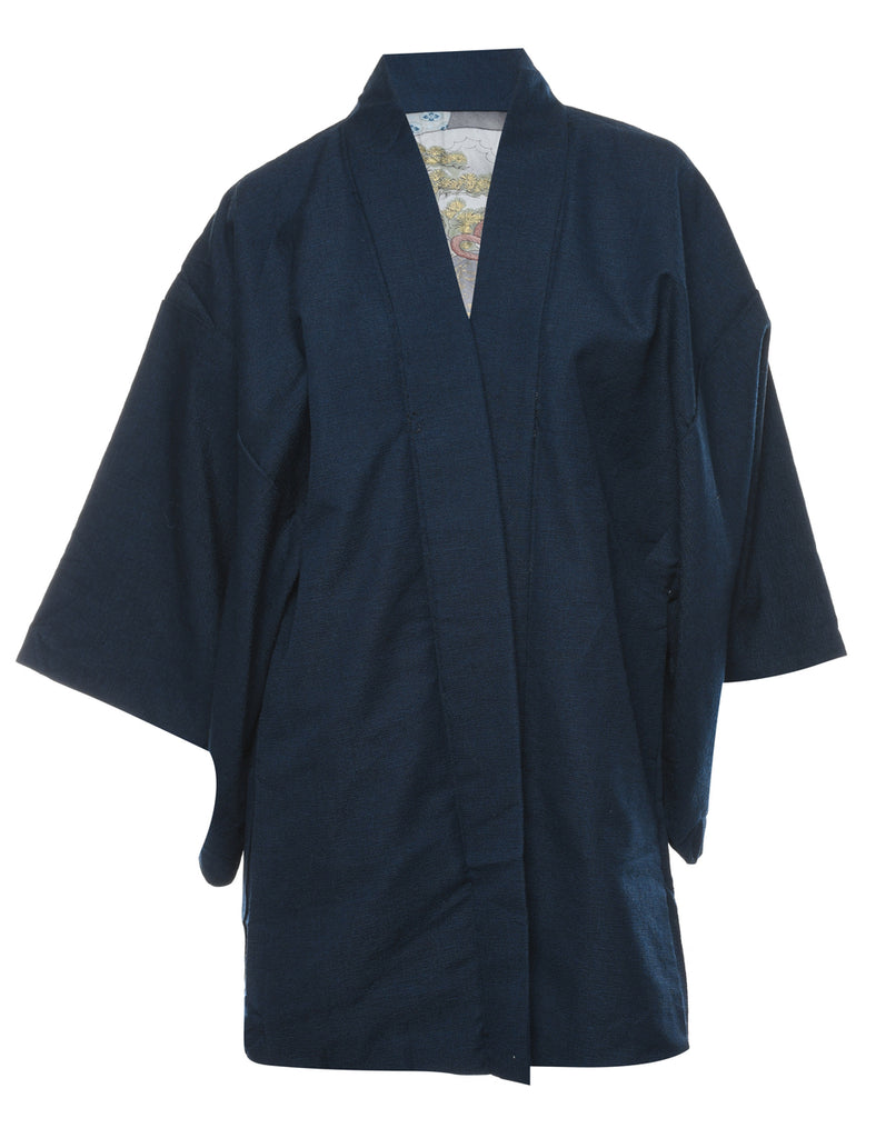 Navy Cropped Kimono - L