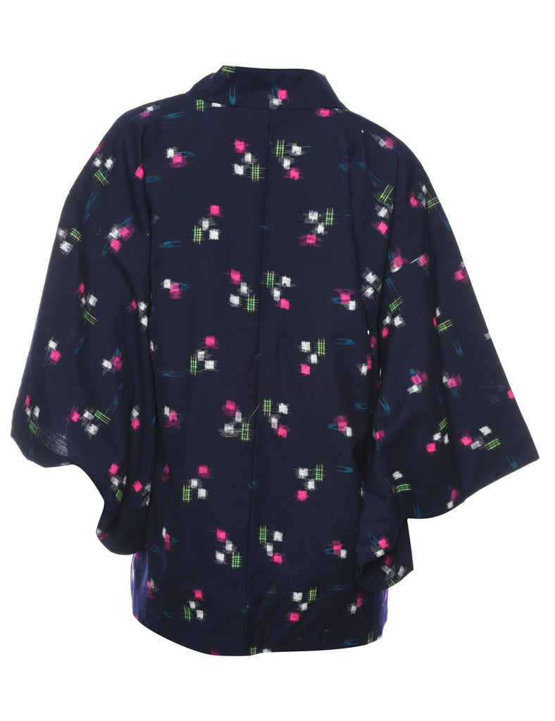 Navy Cropped Kimono - L