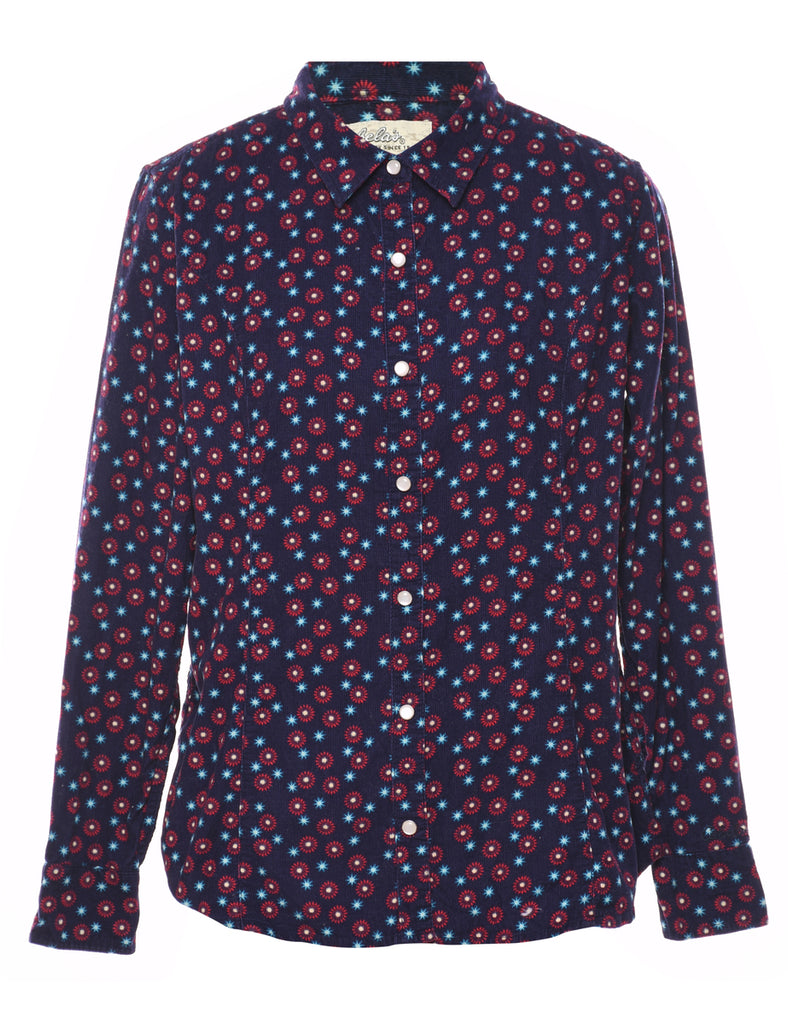 Navy Floral Western Shirt - M