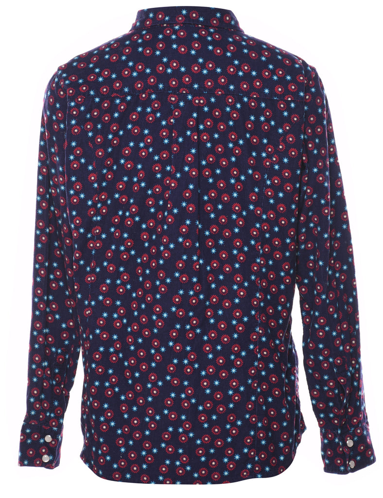Navy Floral Western Shirt - M