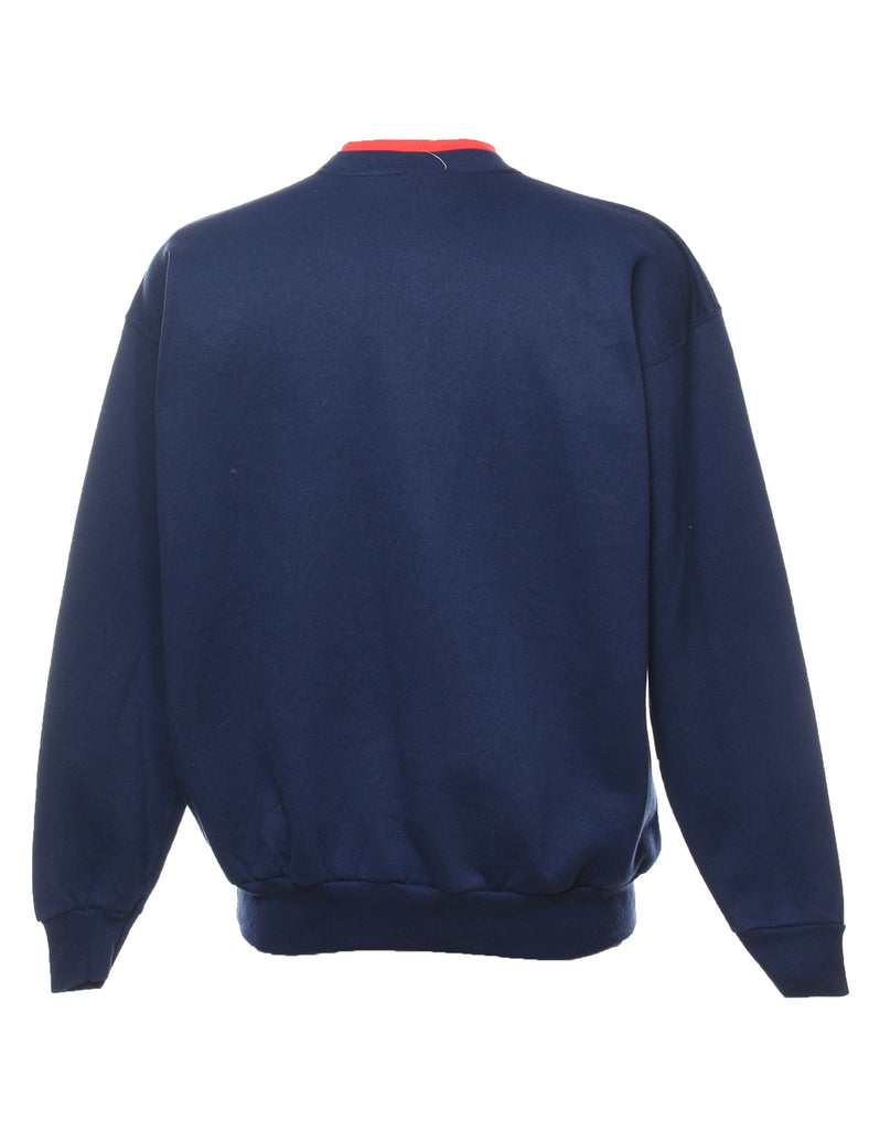 Navy Grandma Design Embellished 1990s Sweatshirt - L