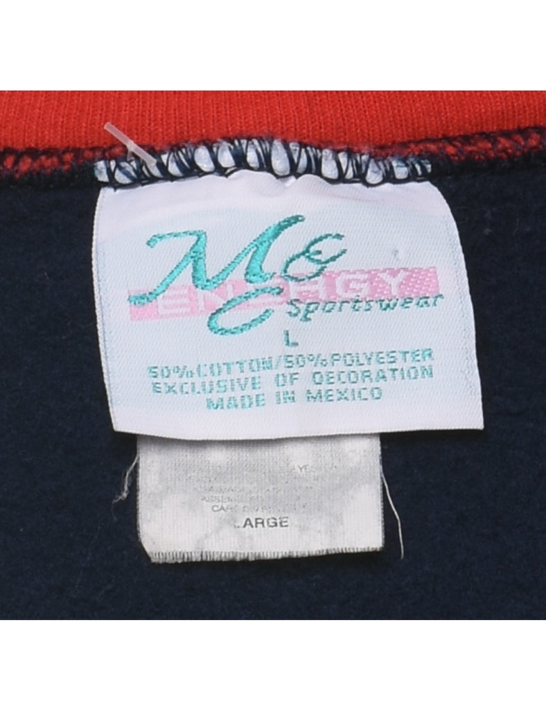 Navy Grandma Design Embellished 1990s Sweatshirt - L