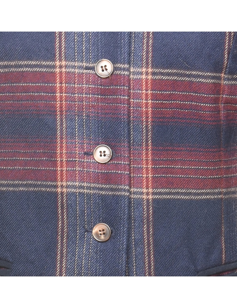 Navy & Maroon Checked Waistcoat - S