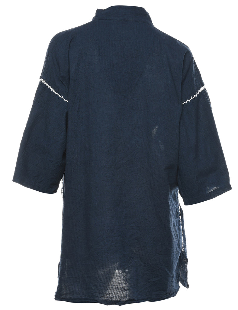 Navy Midi Length Kimono - L
