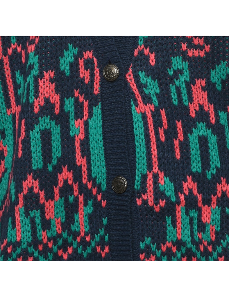 Navy Paisley Cardigan - L
