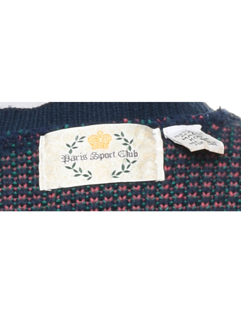 Navy Paisley Cardigan - L