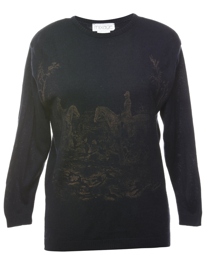 Navy Patterned Jumper - S