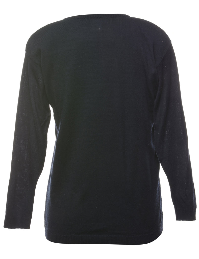 Navy Patterned Jumper - S