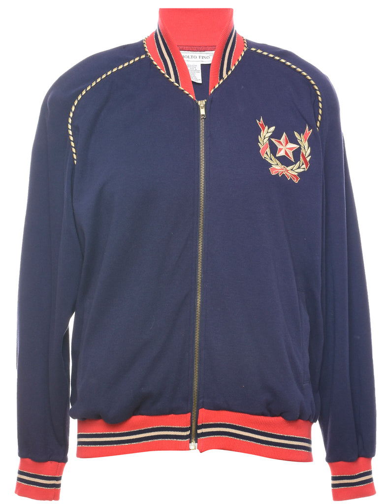 Navy & Red Contrast Track Top - L